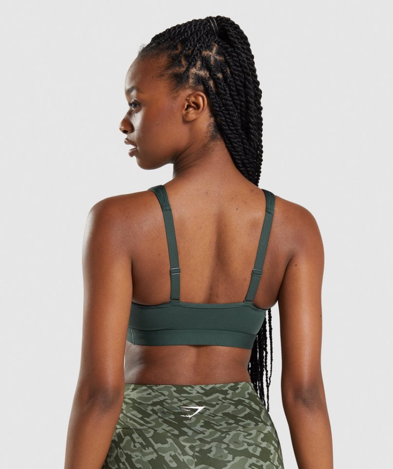 Women's Gymshark Scoop Neck Sports Bra Dark Green | NZ 3XFDSO